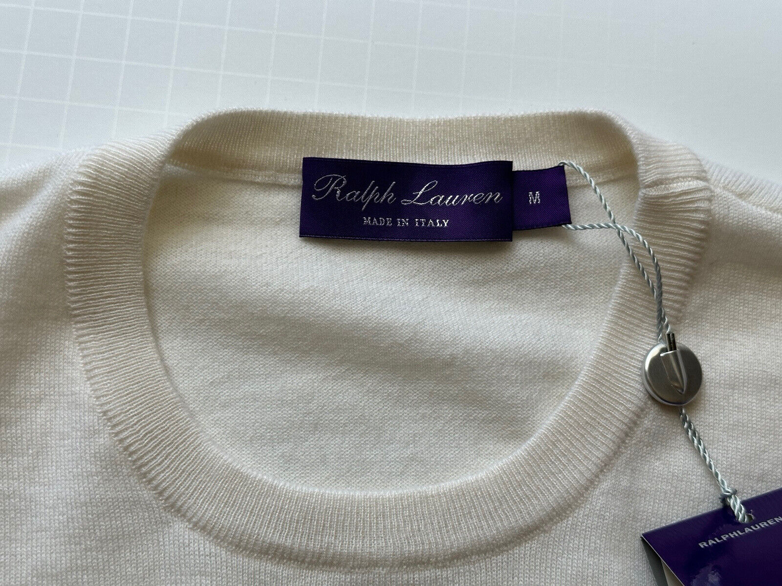 NWT $995 Polo Ralph Lauren Purple Label Men's Cashmere Cream Sweater M Italy