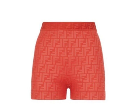 NWT $430 Fendi Women's Knitted Fabric Track Shorts Red Medium Italy FAB306