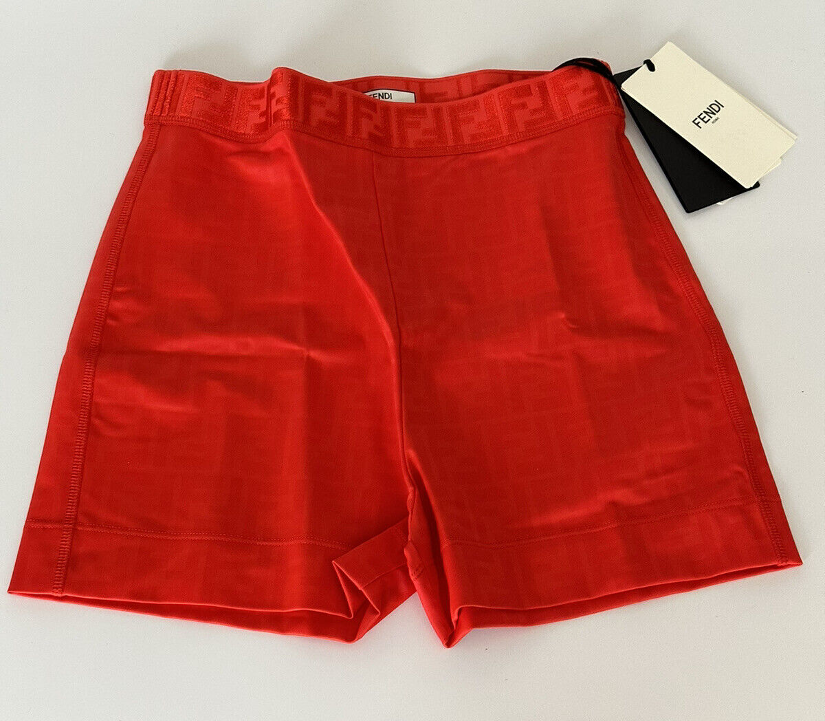 NWT $430 Fendi Women's Knitted Fabric Track Shorts Red Medium Italy FAB306