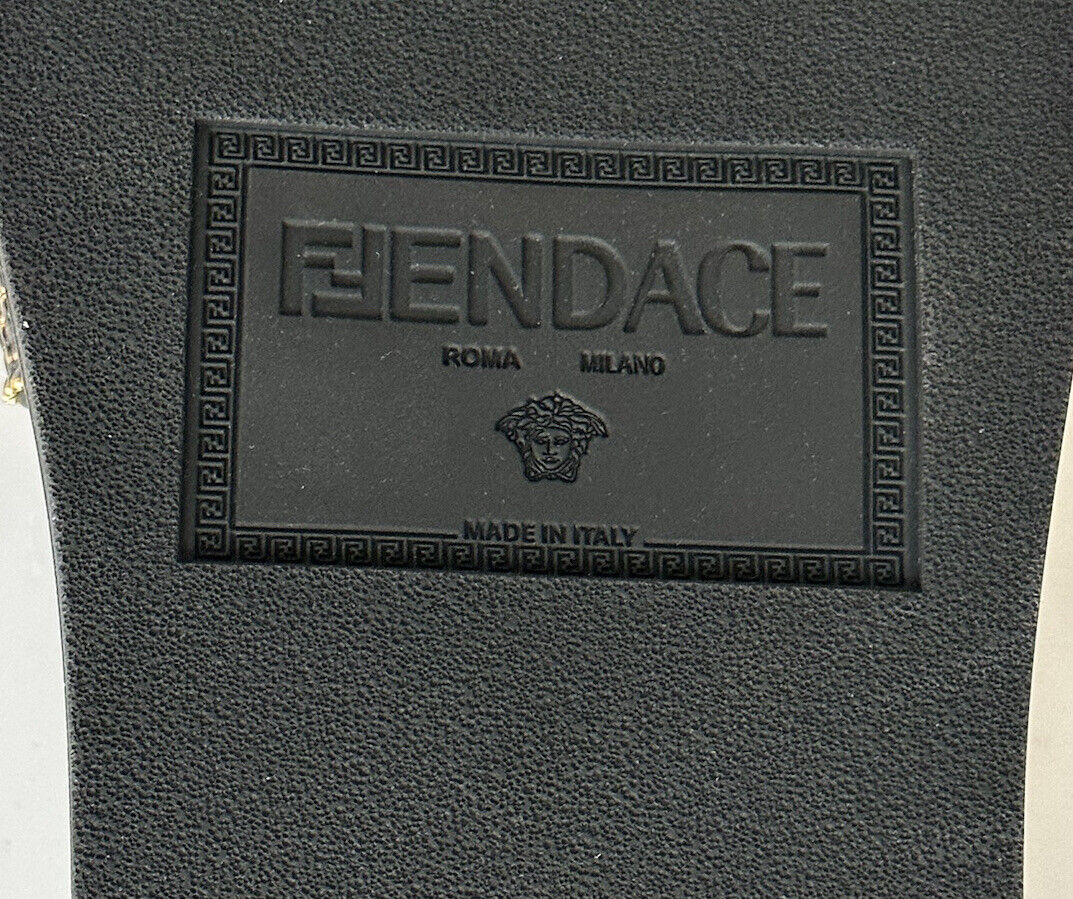 NIB $ 1550 Fendace Fendi&amp;Versace Metal Mesh Sandalen Schwarz 9 US/39 Euro IT 8X8324