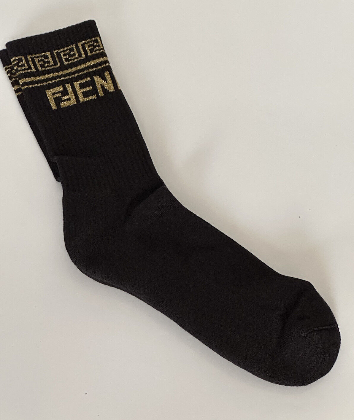 NWT $195 Fendi FF Knit Socks Black Medium Made in Italy FXZ443