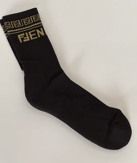 Вязаные носки Fendi FF среднего размера, черные, средние, 195 долларов США, сделано в Италии FXZ443