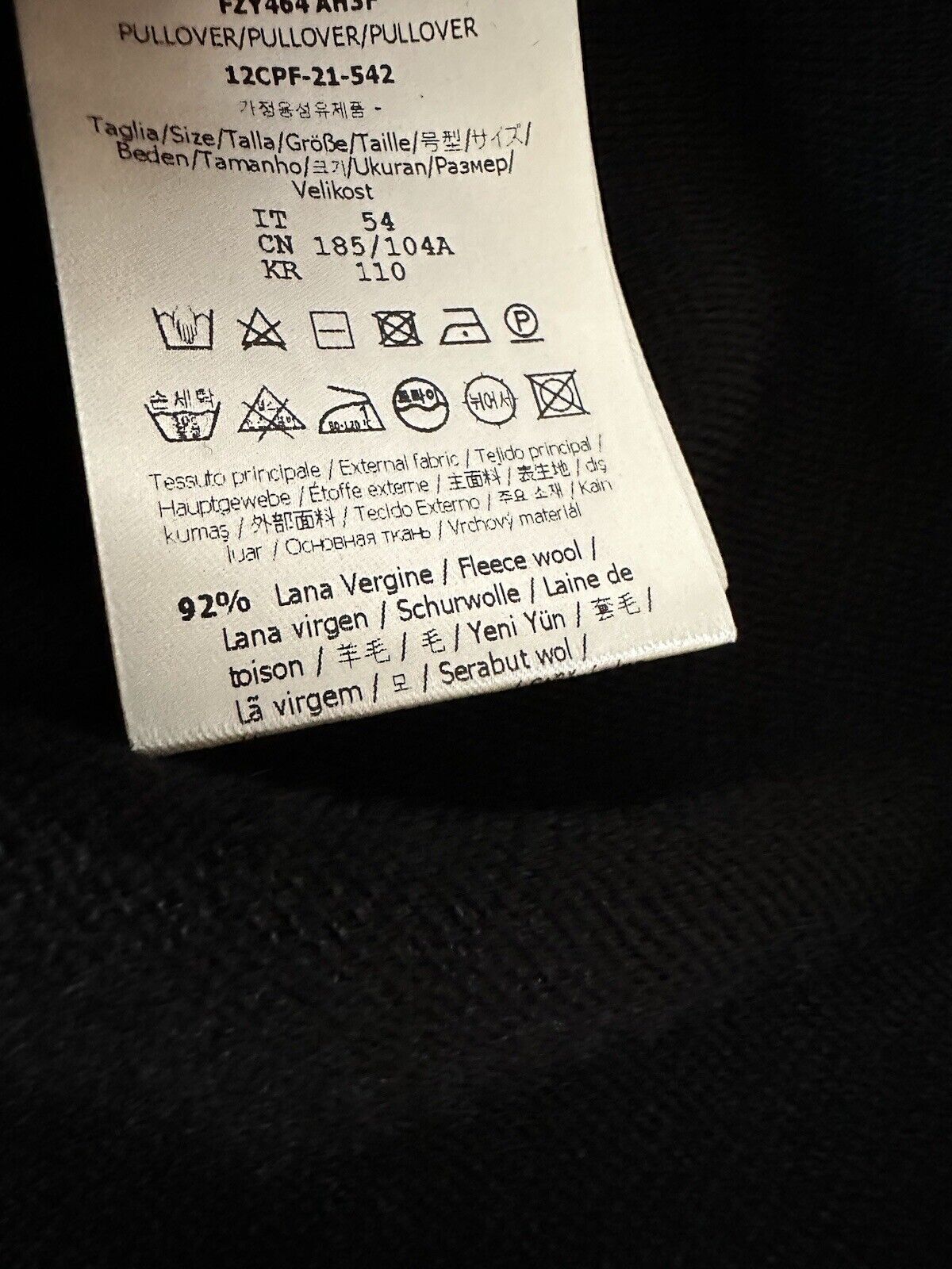 NWT 850 долларов США Шерстяной вязаный свитер Fendi Черный 58 евро FZY464 Сделано в Италии