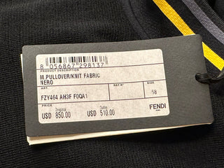 NWT 850 долларов США Шерстяной вязаный свитер Fendi Черный 58 евро FZY464 Сделано в Италии