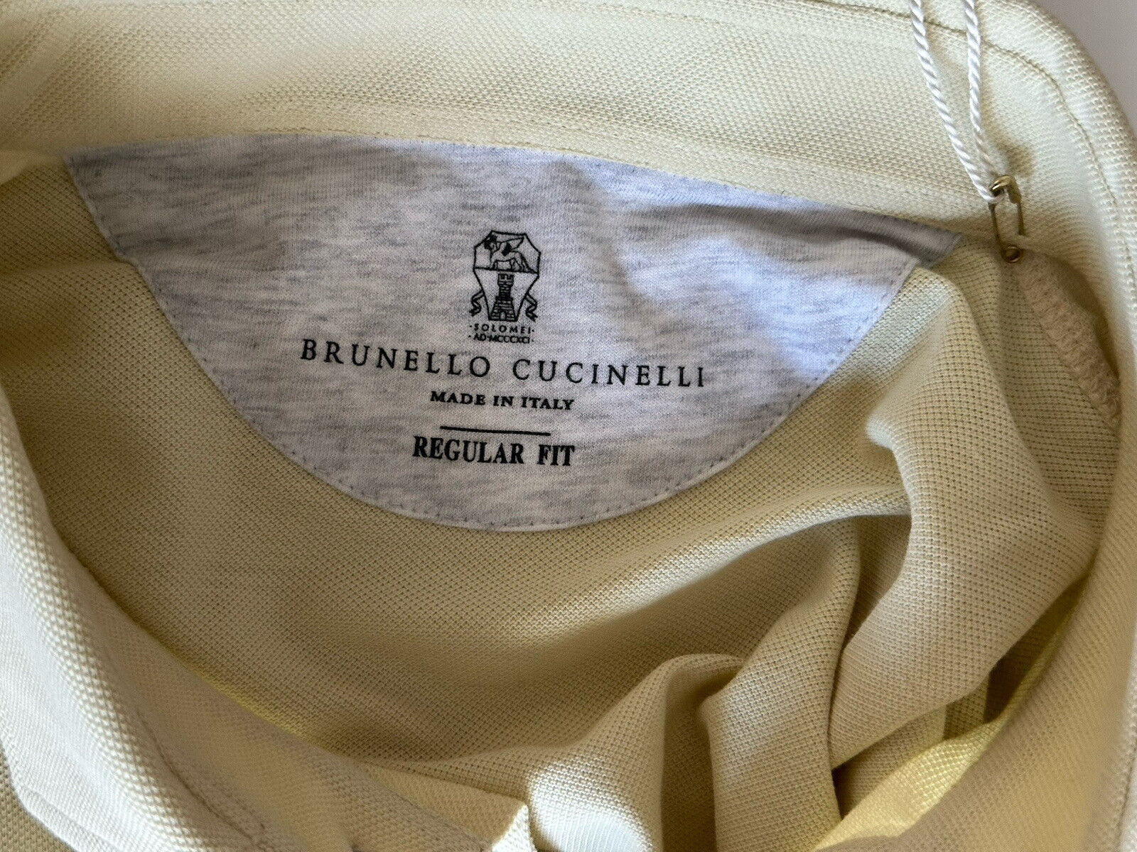 NWT $495 Brunello Cuccinelli Basic Pique Polo Shirt Yellow 42 US (54 Euro) Italy