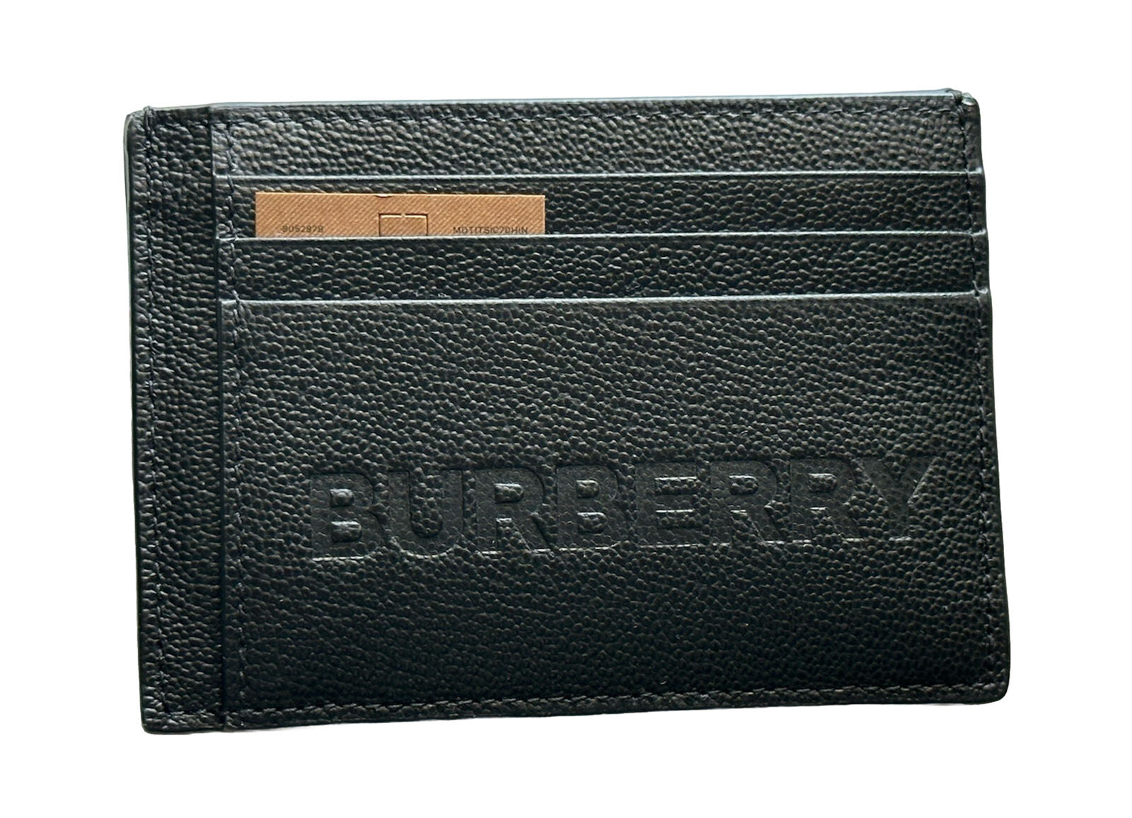 Neu mit Etikett: 350 $ Burberry-Kartenetui aus genarbtem Leder mit Logoprägung in Schwarz 8052878 