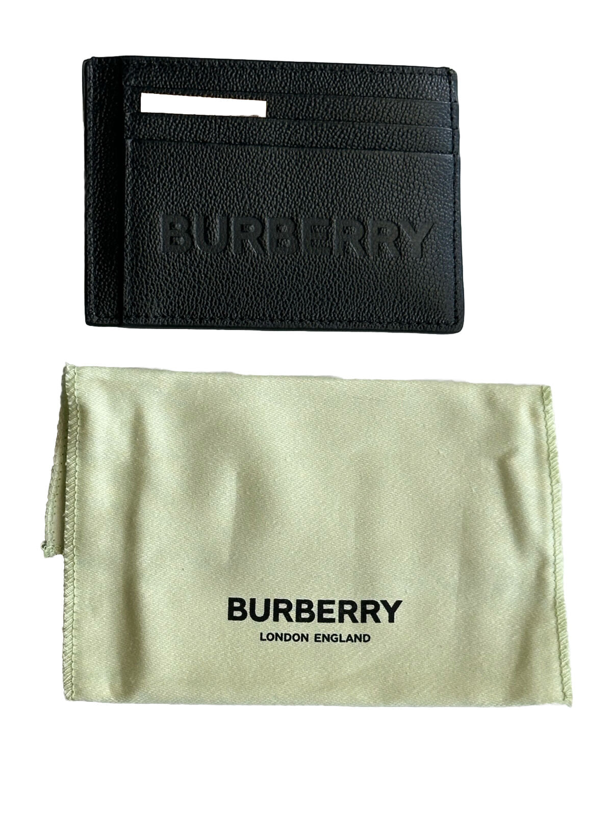Neu mit Etikett: 350 $ Burberry-Kartenetui aus genarbtem Leder mit Logoprägung in Schwarz 8052878 