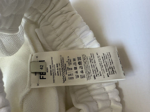 Neu mit Etikett: 950 $ Fendi Damen-Strickhose mit Fendi-Print in Milchweiß, Größe 42 (6 US) IT 