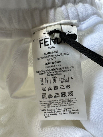Neu mit Etikett: 950 $ Fendi Damen-Strickhose mit Fendi-Print in Milchweiß, Größe 42 (6 US) IT 