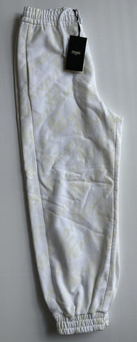 NWT $950 Fendi Women's Milk White Fendi Print Knitted Jogger Pants 42 (6 US) IT