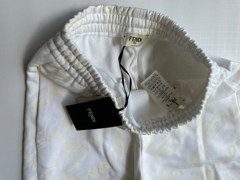 Neu mit Etikett: 950 $ Fendi Damen-Strickhose mit Fendi-Print in Milchweiß, Größe 42 (6 US) IT 