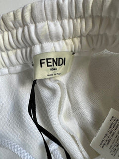 Женские вязаные брюки-джоггеры Fendi молочно-белого цвета с принтом Fendi, NWT 950 долларов США 42 (6 США) IT 