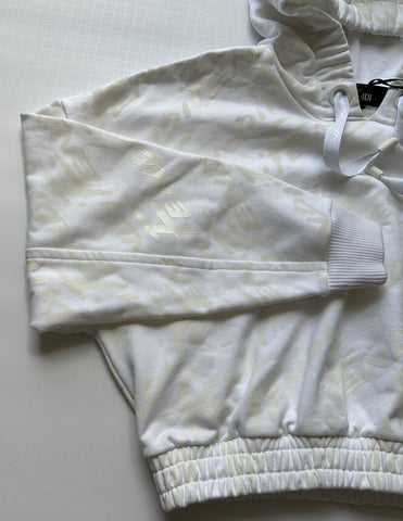 NWT $1100 Fendi Women's Milk White Fendi Knit Jacket with Hoodie 4 US (40 Eu) IT