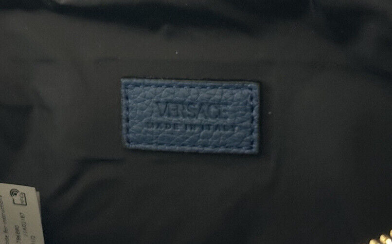 NWT Versace Женская сумка из зернистой телячьей кожи, синий ремень/сумка для тела 102884 Италия 