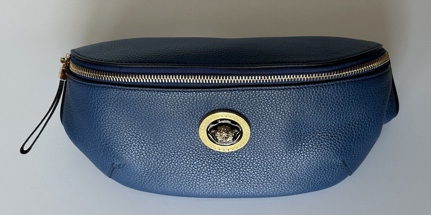 NWT Versace Women's Grainy Calf Leather Blue Belt /Waist/Body Bag 102884 Italy