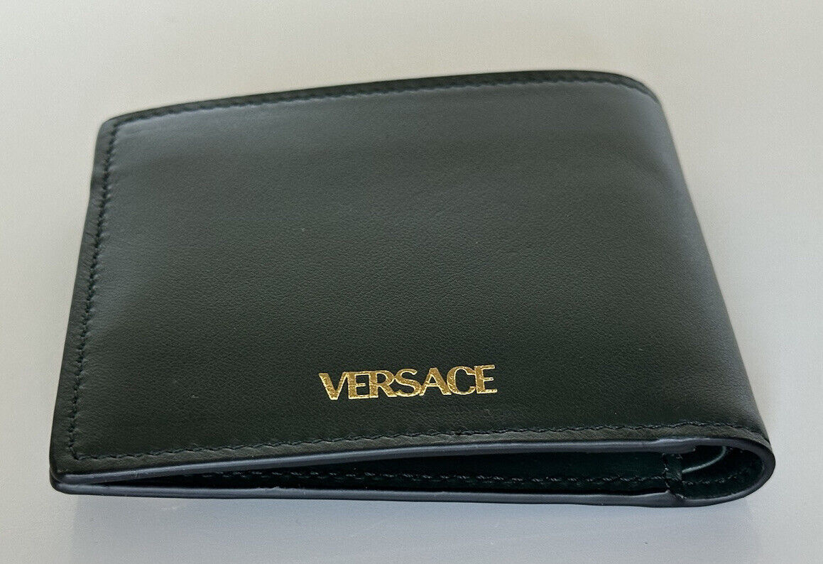 Зеленый кошелек из телячьей кожи Versace со встроенными акцентами Medusa, NWT, 425 долларов США, сделано в Италии 
