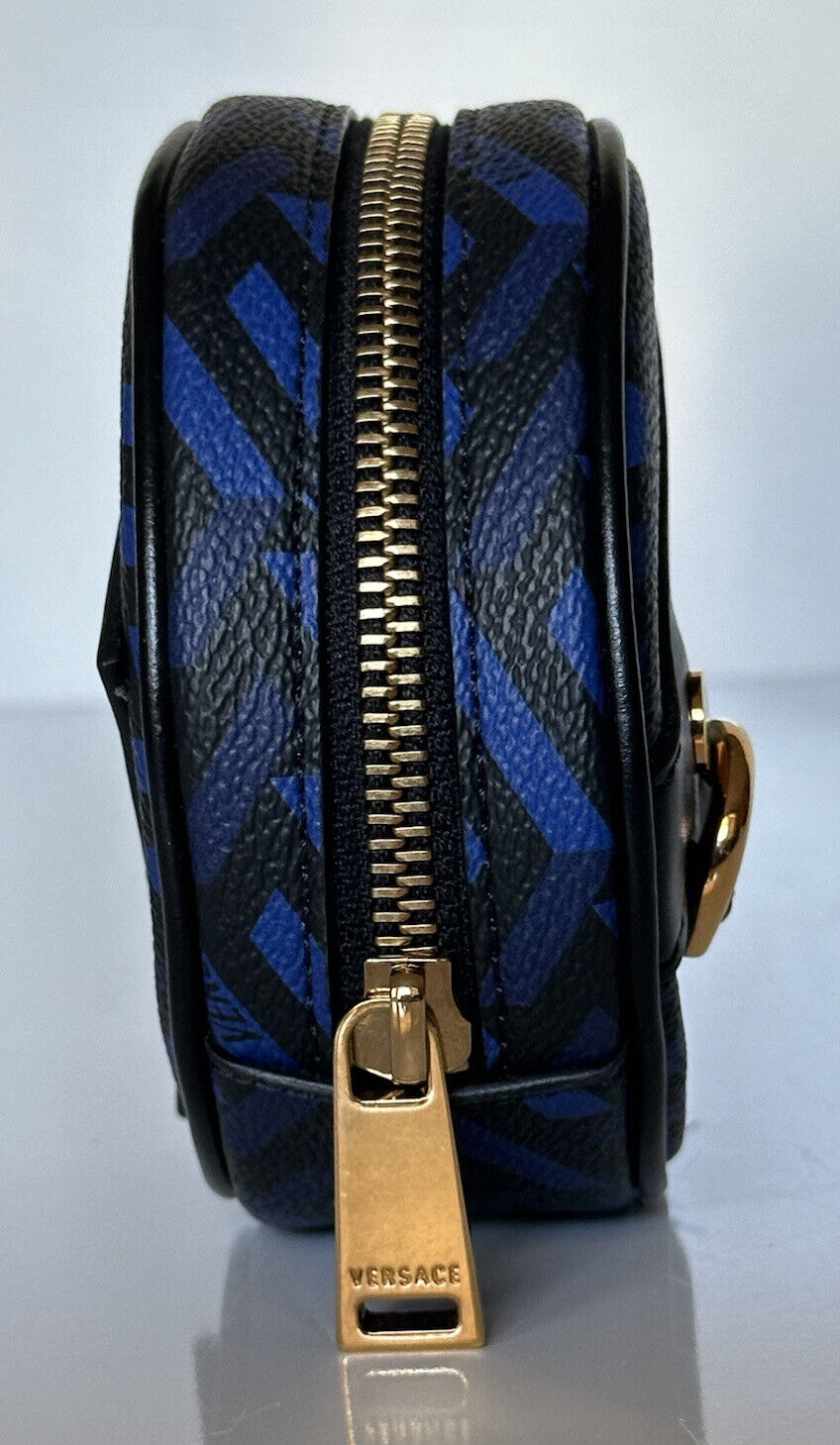 NWT 325 долларов США Versace Черный/синий кошелек с монограммой из кожи/холста IT 1001876 