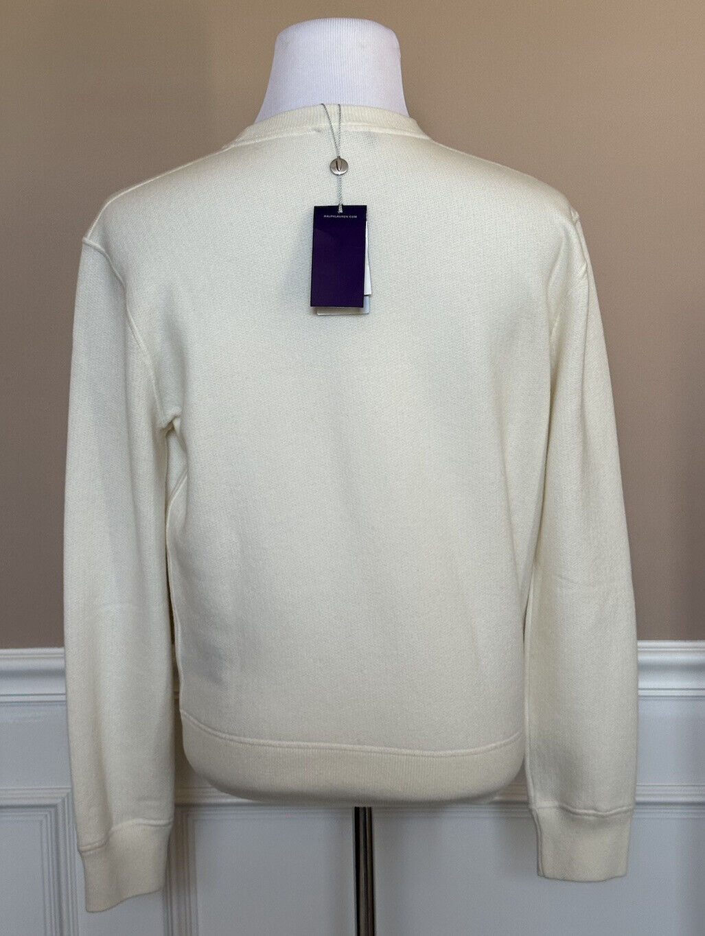 NWT Polo Ralph Lauren Purple Label Men's Cashmere Cream Sweater M Italy