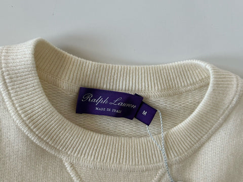 Neu mit Etikett: Polo Ralph Lauren Purple Label Herren-Kaschmir-Pullover in Creme, M, Italien 
