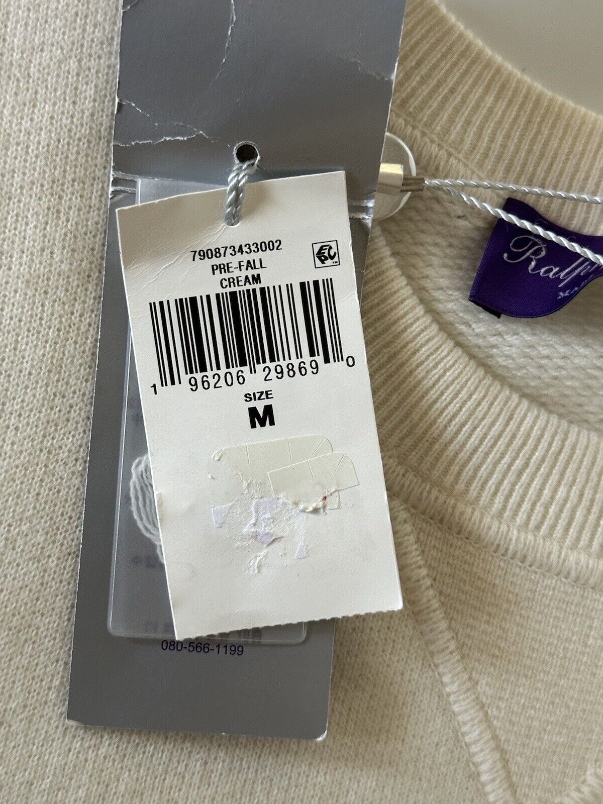 NWT Polo Ralph Lauren Purple Label Men's Cashmere Cream Sweater M Italy