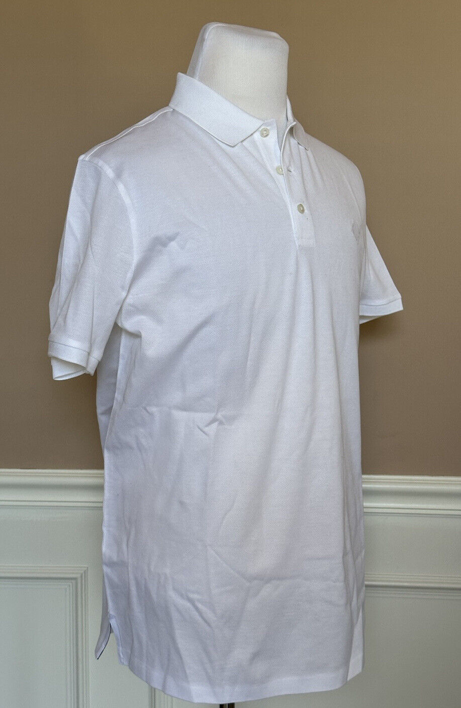 Neu mit Etikett: 395 $ Ralph Lauren Purple Label Baumwolle Weißes Poloshirt XL Hergestellt in Italien