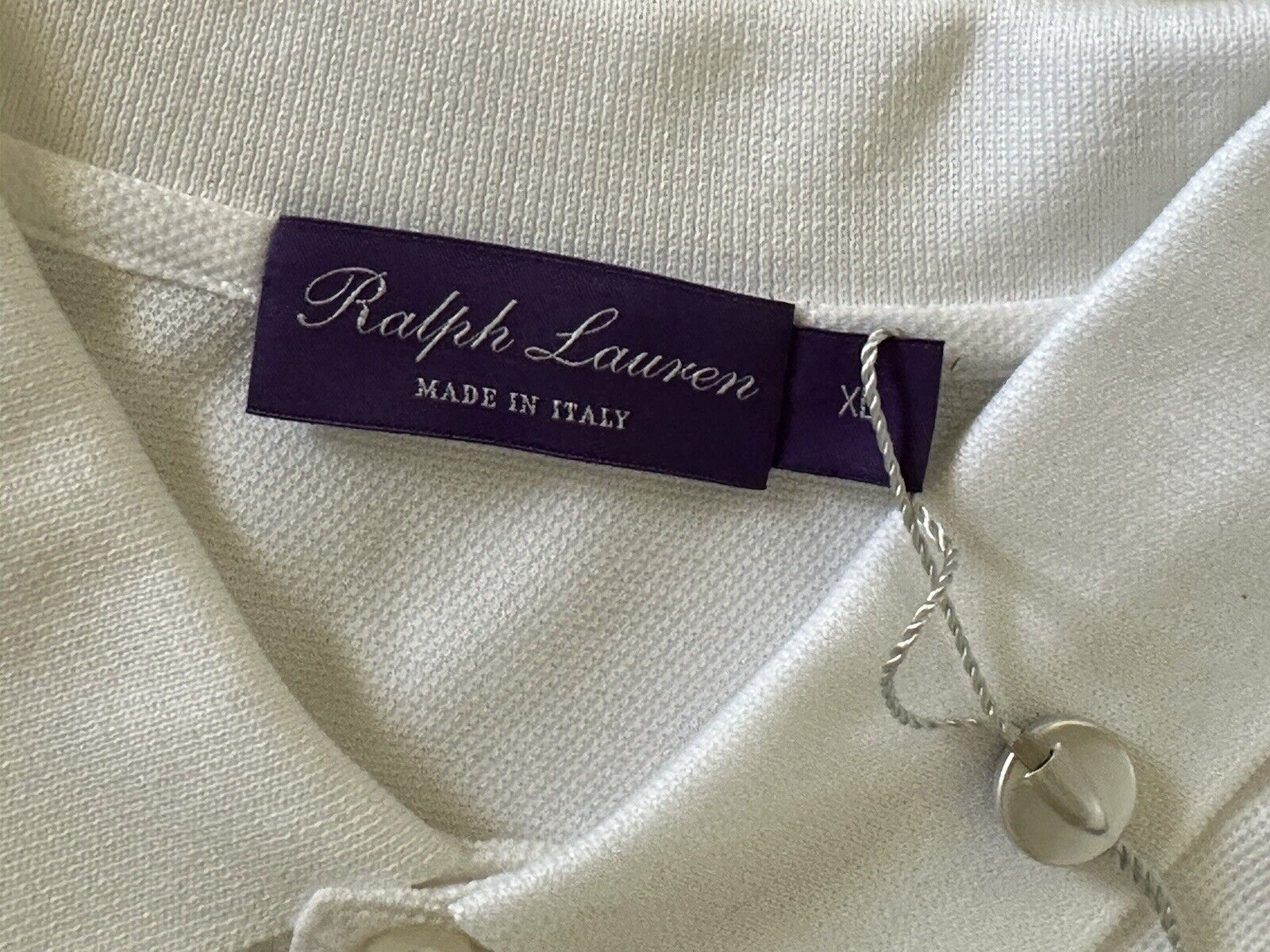СЗТ 395 долларов США Ralph Lauren Purple Label Белая хлопковая рубашка поло XL, сделано в Италии