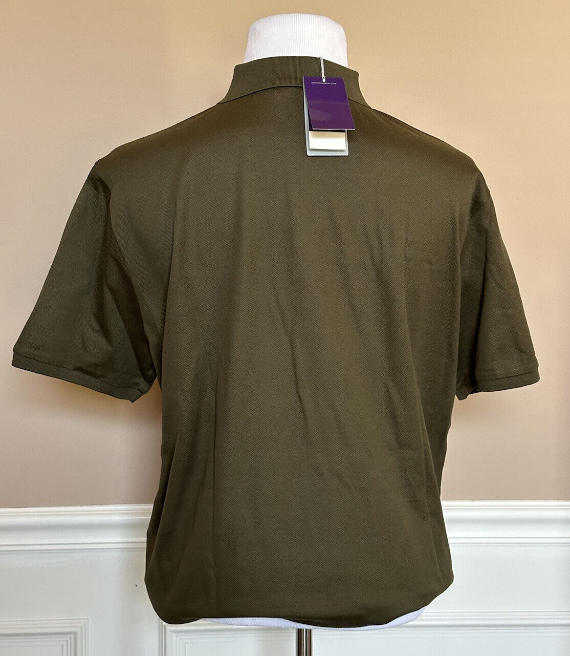 NWT $425 Ralph Lauren Purple Label Bear Cotton Olive Polo Shirt 2XL Italy