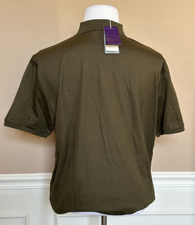 СЗТ $425 Ralph Lauren Purple Label Bear Хлопковая оливковая рубашка-поло 2XL Италия