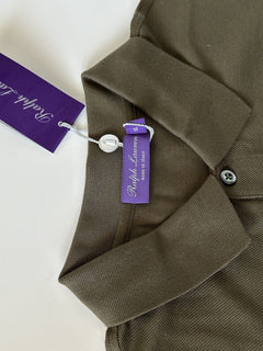 СЗТ $425 Ralph Lauren Purple Label Bear Хлопковая оливковая рубашка-поло 2XL Италия