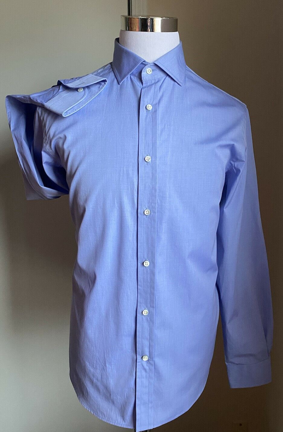 Neu mit Etikett: 395 $ Ralph Lauren Purple Label Harrison Herrenhemd Blau Größe 17 Italien 