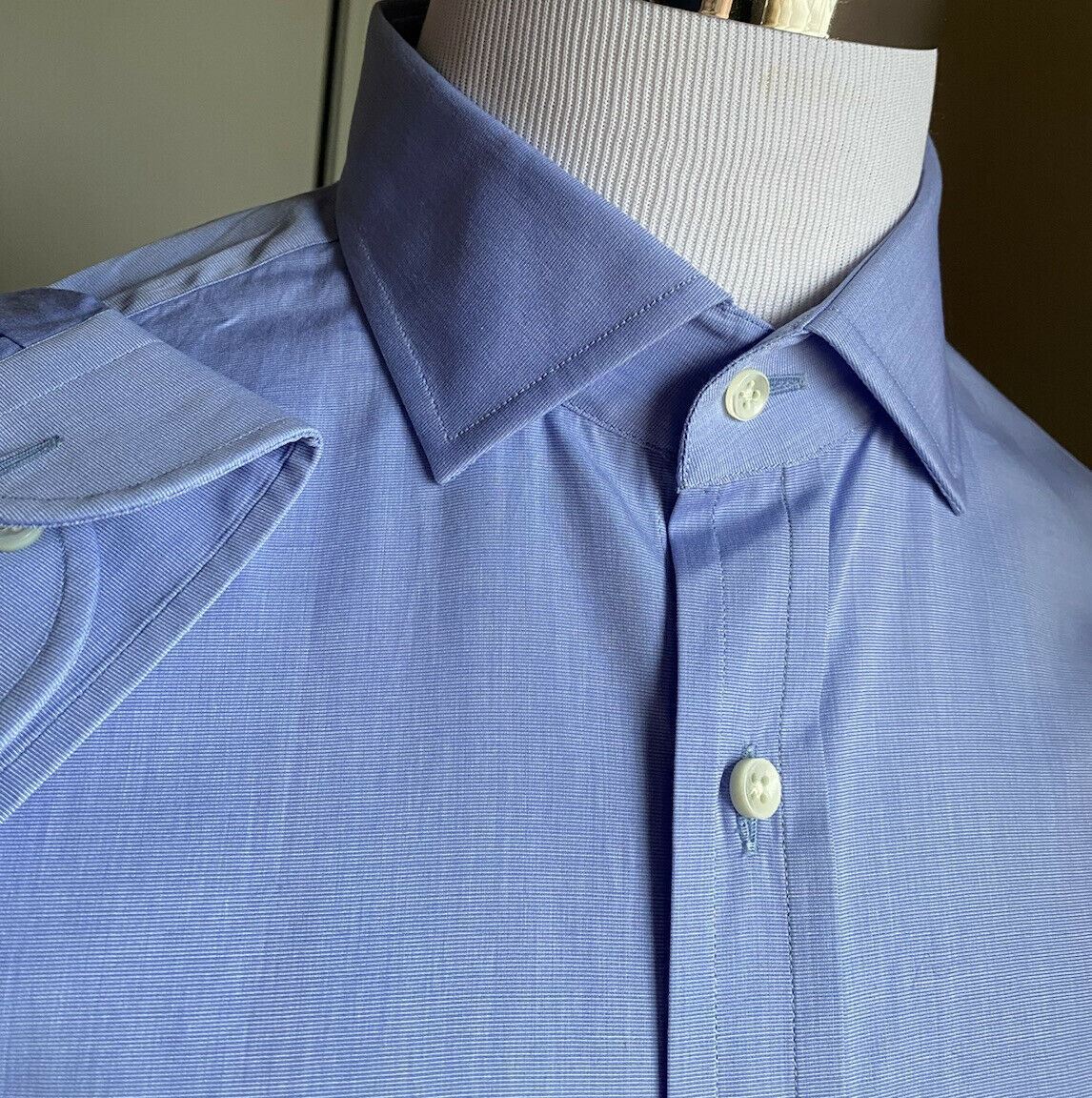 Neu mit Etikett: 395 $ Ralph Lauren Purple Label Harrison Herrenhemd Blau Größe 17 Italien 