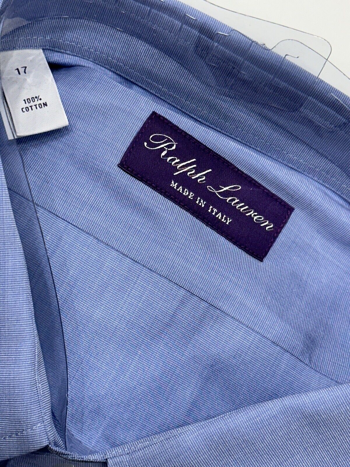 NWT $395 Ralph Lauren Purple Label Harrison Men's Dress Shirt Blue Size 17 Italy