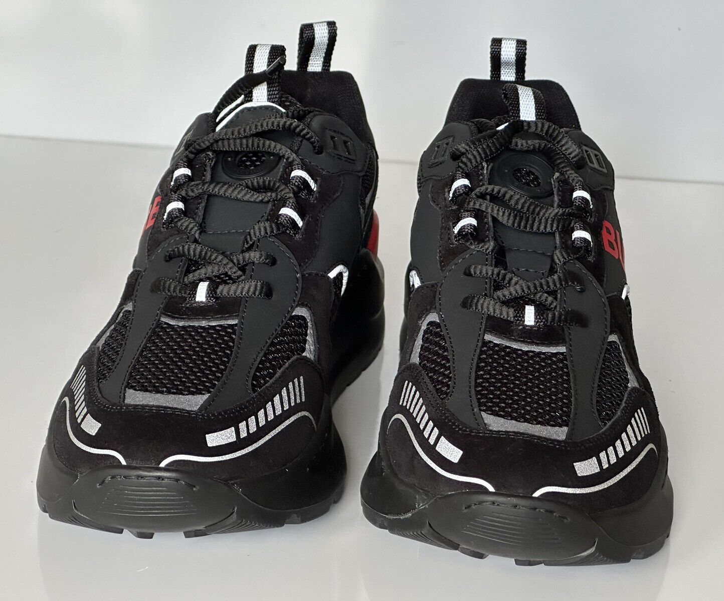 NIB $850 Burberry TNR Sean Men's Black/Red Sneakers 9 US (42 Eu) 8057350 IT