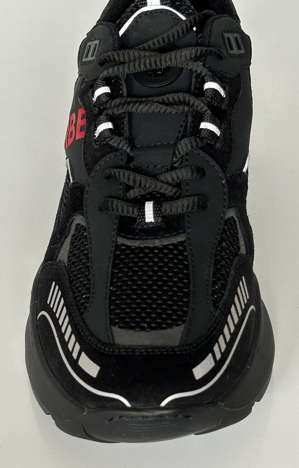 NIB 850 $ Burberry TNR Sean Herren-Sneaker in Schwarz/Rot 9 US (42 Eu) 8057350 IT 