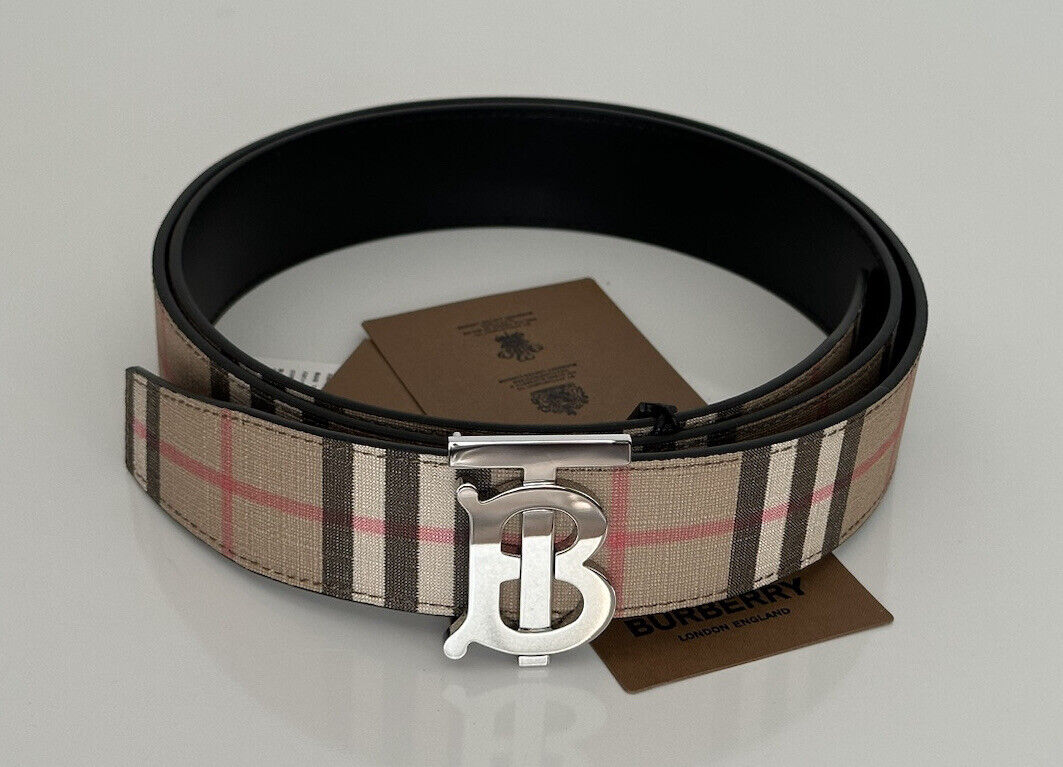 NWT $580 Burberry TB Leather Archive Beige Reversible Belt 44/110 8046568 Italy