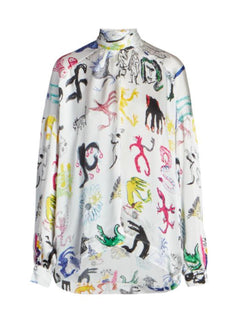 Neu mit Etikett: 1.590 $ Balenciaga Artist Doodle Graphic Bluse für Damen 4 US (36 Euro) Italien