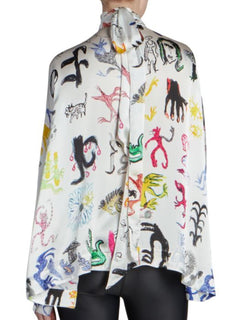 Neu mit Etikett: 1.590 $ Balenciaga Artist Doodle Graphic Bluse für Damen 4 US (36 Euro) Italien