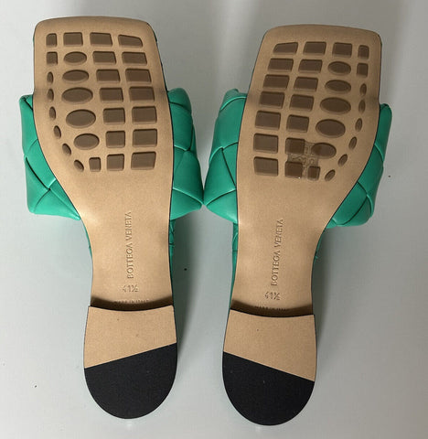 NWT $ 1350 Bottega Veneta Grüne Loden-Flachsandalen-Schuhe 11,5 US (41,5 EU) 608853 