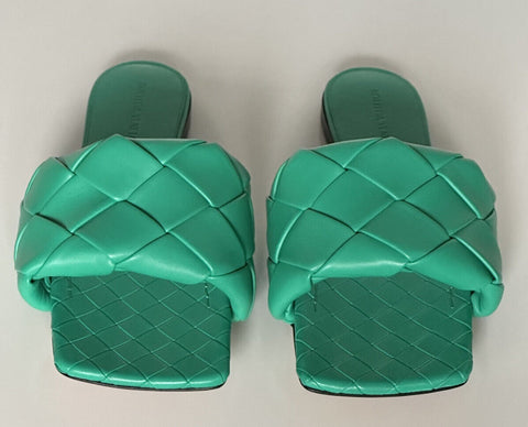 NWT $ 1350 Bottega Veneta Grüne Loden-Flachsandalen-Schuhe 11,5 US (41,5 EU) 608853 