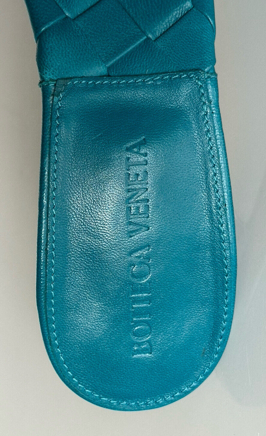 Neu mit Etikett: 1.500 $ Bottega Veneta Lido Intrecciato-Leder-Pantoletten Vintage Blue 7 US 608854 