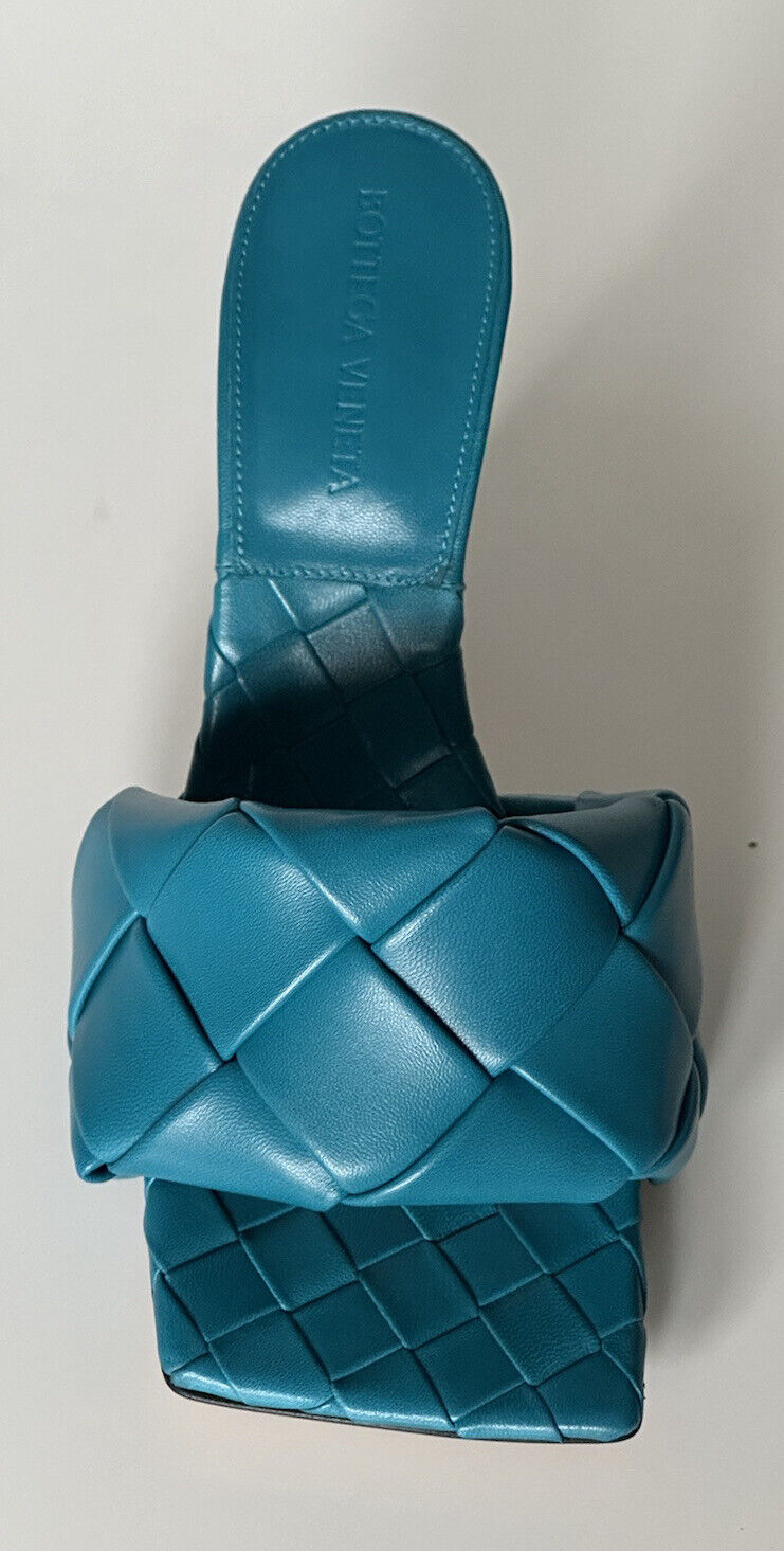 NWT $1500 Bottega Veneta Lido Intrecciato Leather Mules Vintage Blue 7 US 608854