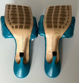 СЗТ $1500 Bottega Veneta Lido Intrecciato кожаные сабо винтажные синие 8 США 608854 