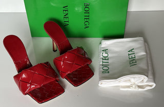 СЗТ $1500 Bottega Veneta Lido Intrecciato Кожаные сабо Red Sienna 8 США 608854 