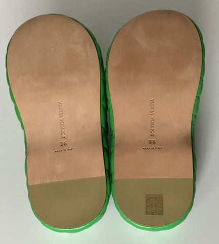 NIB $1450 Bottega Veneta Green Quilted Leather Padded Sandals 8 US 708885 IT