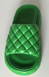 NIB $ 1450 Bottega Veneta Grüne gepolsterte Sandalen aus gestepptem Leder 8 US 708885 IT 