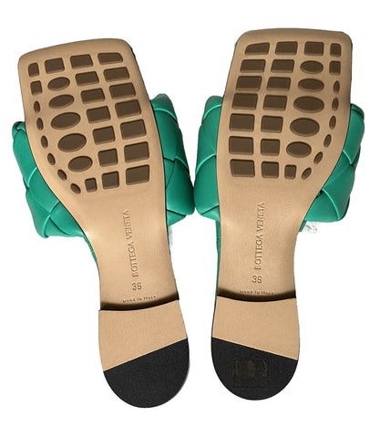 NWT $1350 Bottega Veneta Green Loden Flat Sandals Shoes 9 US (39 Euro) 608853