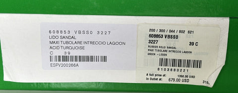 NWT $1350 Bottega Veneta Green Loden Flat Sandals Shoes 9 US (39 Euro) 608853