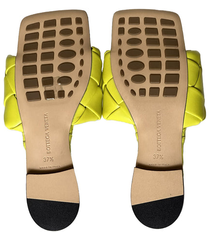 NWT $1350 Bottega Veneta Yellow Lemon Flat Sandals Shoes 7.5 US (37.5 Eu) 608853