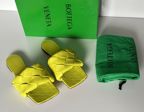 NWT $1350 Bottega Veneta Yellow Lemon Flat Sandals Shoes 9 US (39 Euro) 608853
