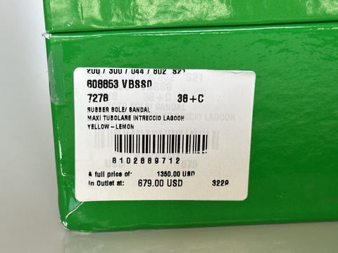 Neu mit Etikett: 1350 $ Bottega Veneta Acid Flat Sandalen Schuhe 8,5 US (38,5 Euro) 608853 